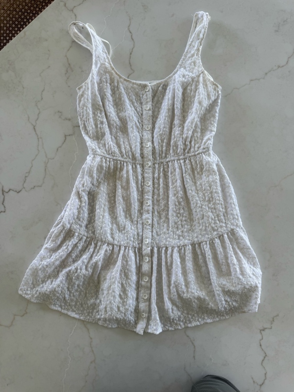 BB Dakota White Floral-Texture Spaghetti Strap Dress